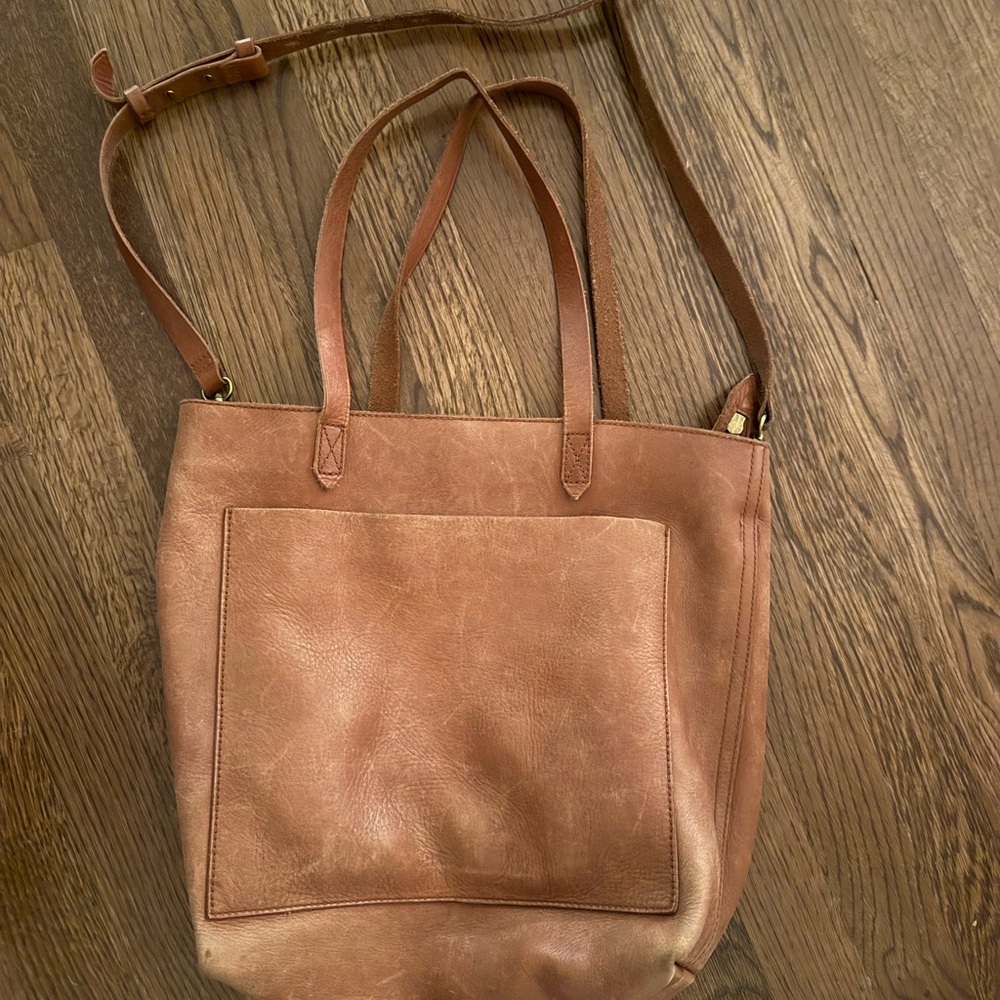 Madewell Tan Leather transport crossbody Tote Bag